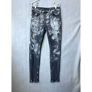 Purple Brand Jeans Mens 30x30 Black P001 Denim Low Rise Slim Paint Distressed